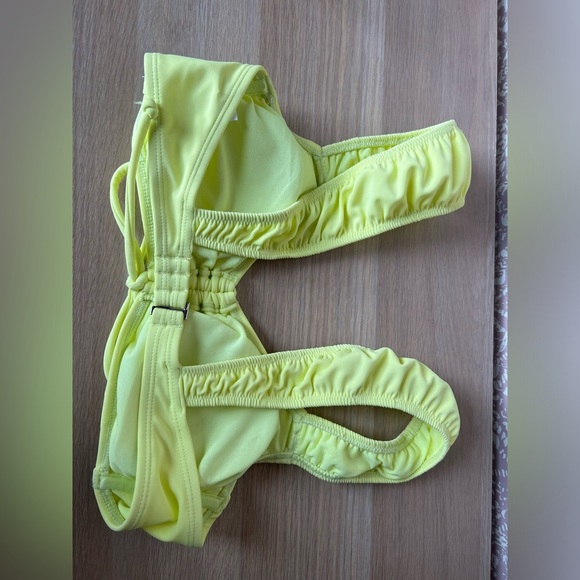 NWOT Wild Fable Bright Neon Yellow Ruched Ruffled Retro Style Cute Bikini - Picture 10 of 12